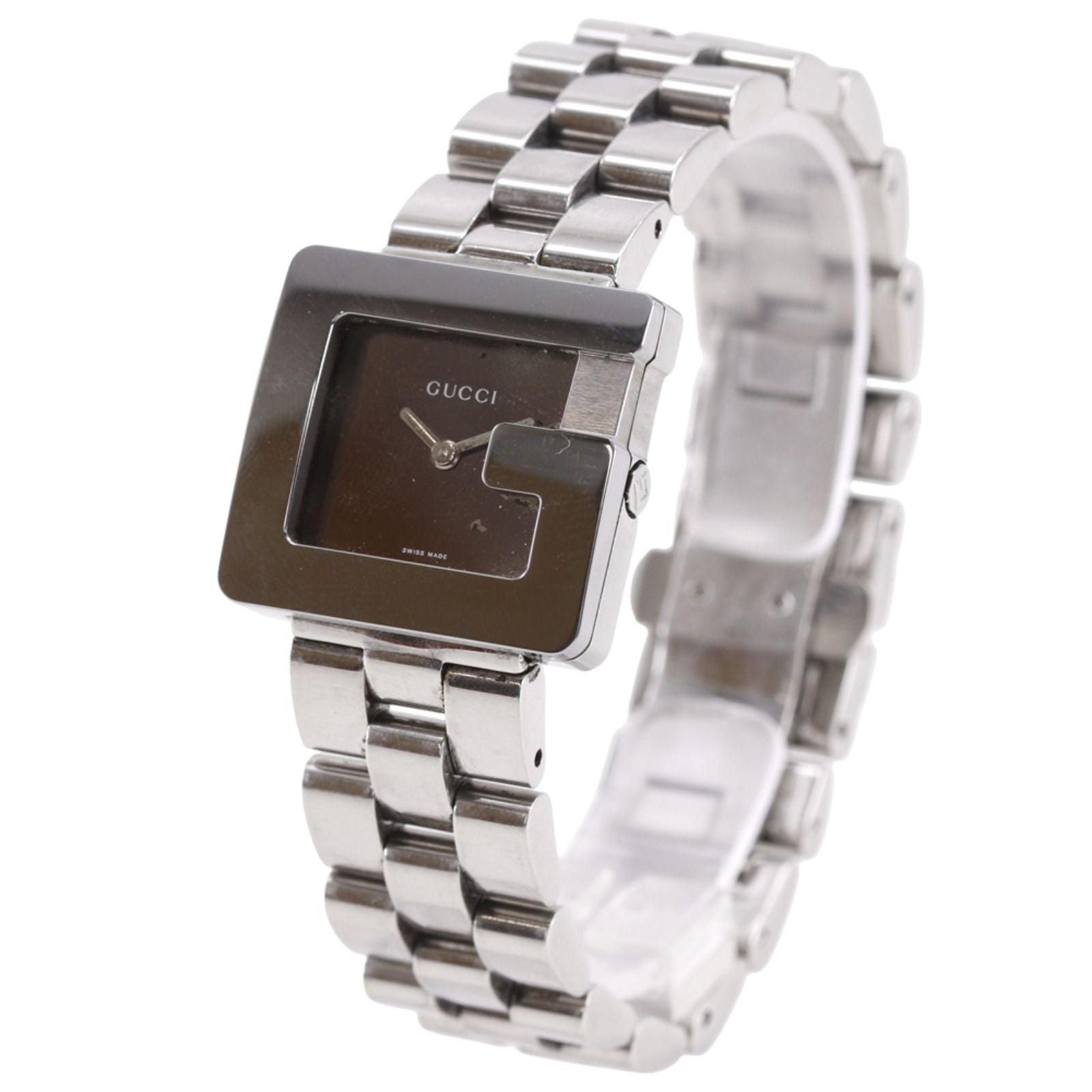Gucci Square Stainless Steel Quartz Analog Display Brown Dial Watch — view 2