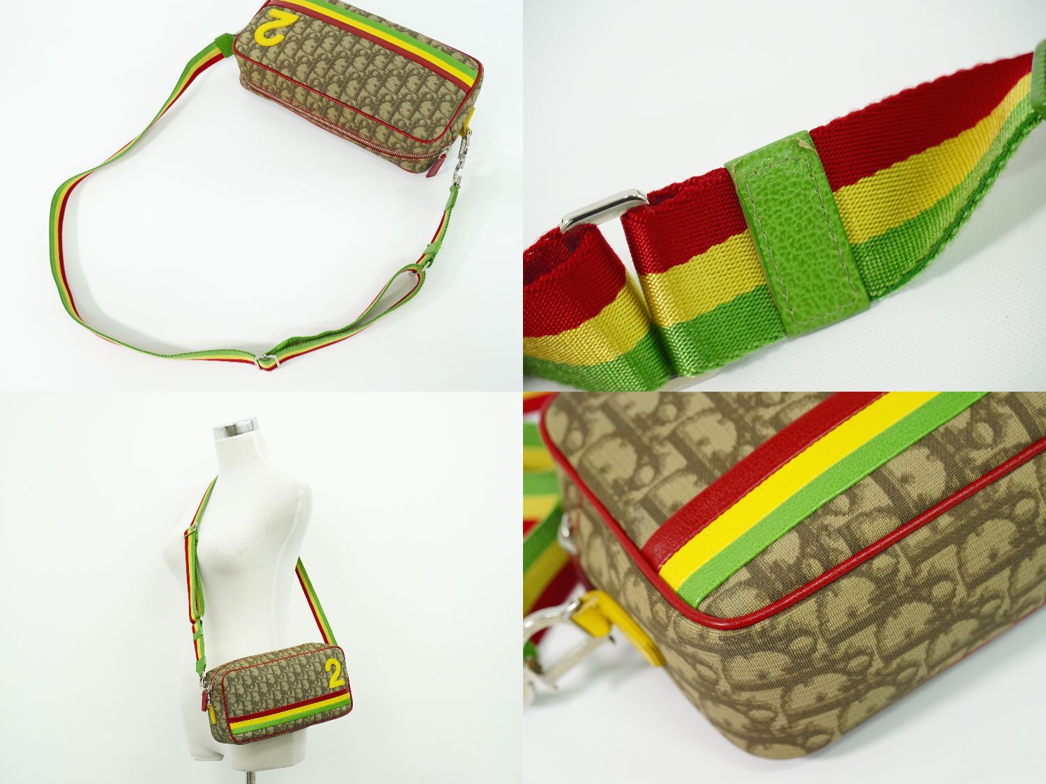 Dior Trotter Rasta Shoulder Bag Pochette Brown Multicolor — view 6