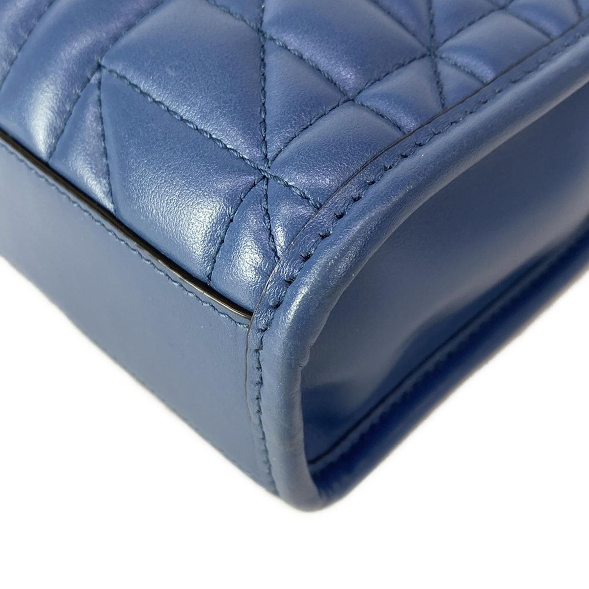 Gucci Tote GG Marmont Blue Chain Handle Mini Bag Quilted Leather — view 6