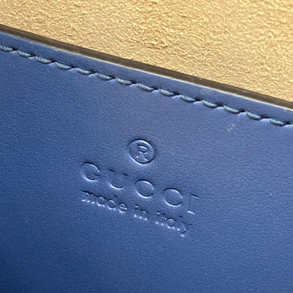Gucci Tote GG Marmont Blue Chain Handle Mini Bag Quilted Leather — view 9