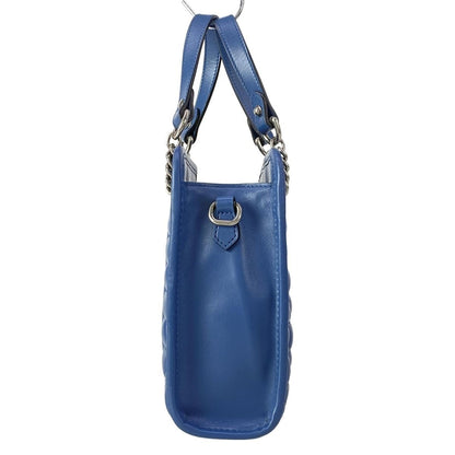 Gucci Tote GG Marmont Blue Chain Handle Mini Bag Quilted Leather — view 2