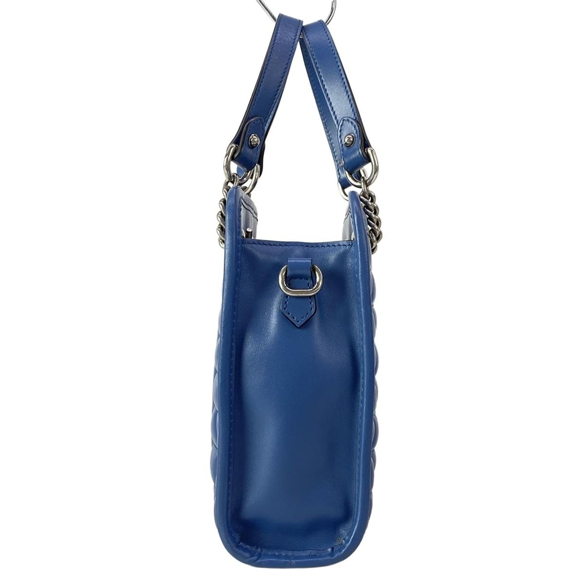 Gucci Tote GG Marmont Blue Chain Handle Mini Bag Quilted Leather — view 4