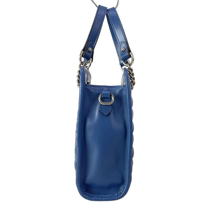 Gucci Tote GG Marmont Blue Chain Handle Mini Bag Quilted Leather — view 4