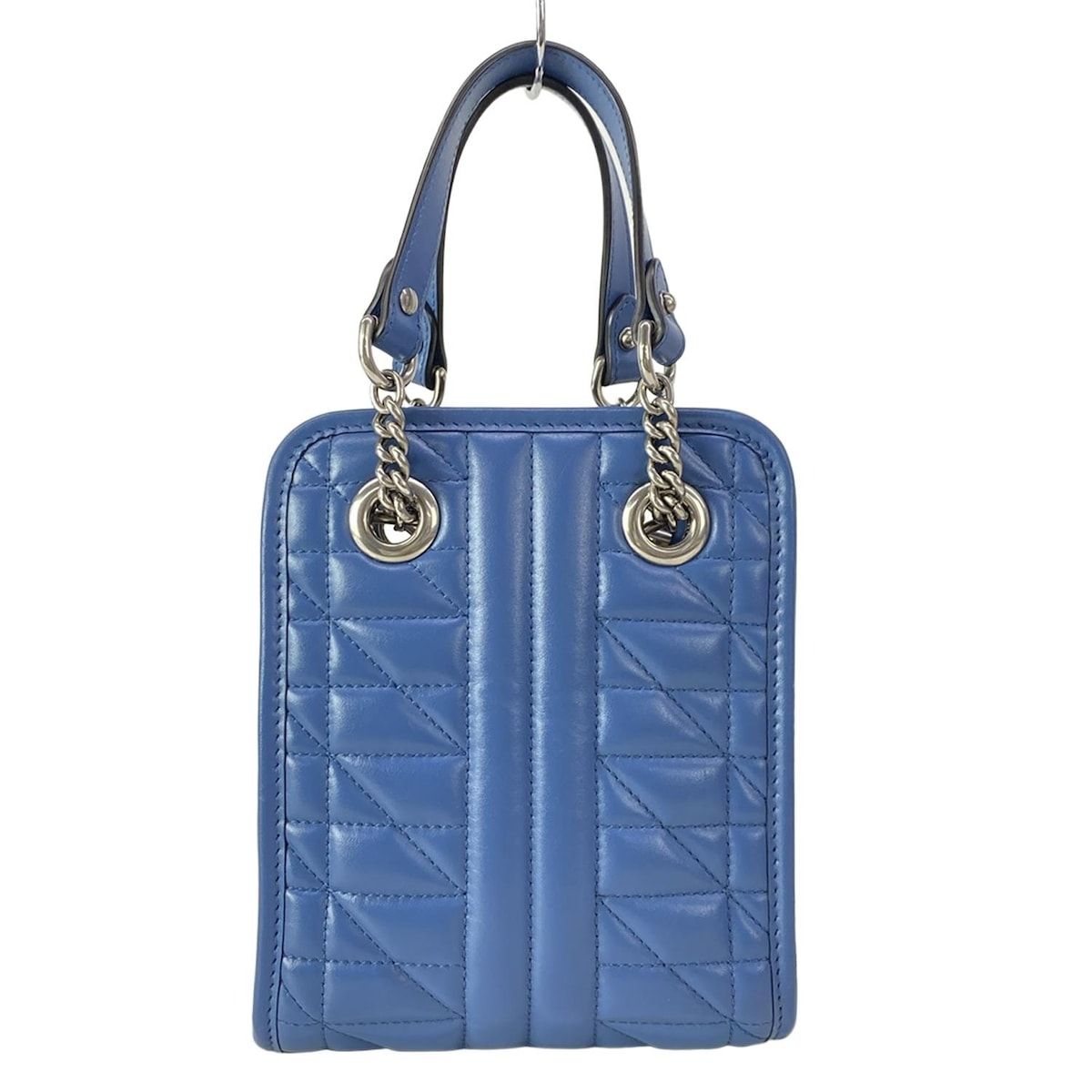 Gucci Tote GG Marmont Blue Chain Handle Mini Bag Quilted Leather — view 3