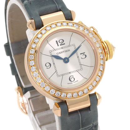 Cartier Miss Pasha Bezel Diamond Watch 18k Pink Gold Leather — view 4