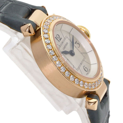 Cartier Miss Pasha Bezel Diamond Watch 18k Pink Gold Leather — view 6