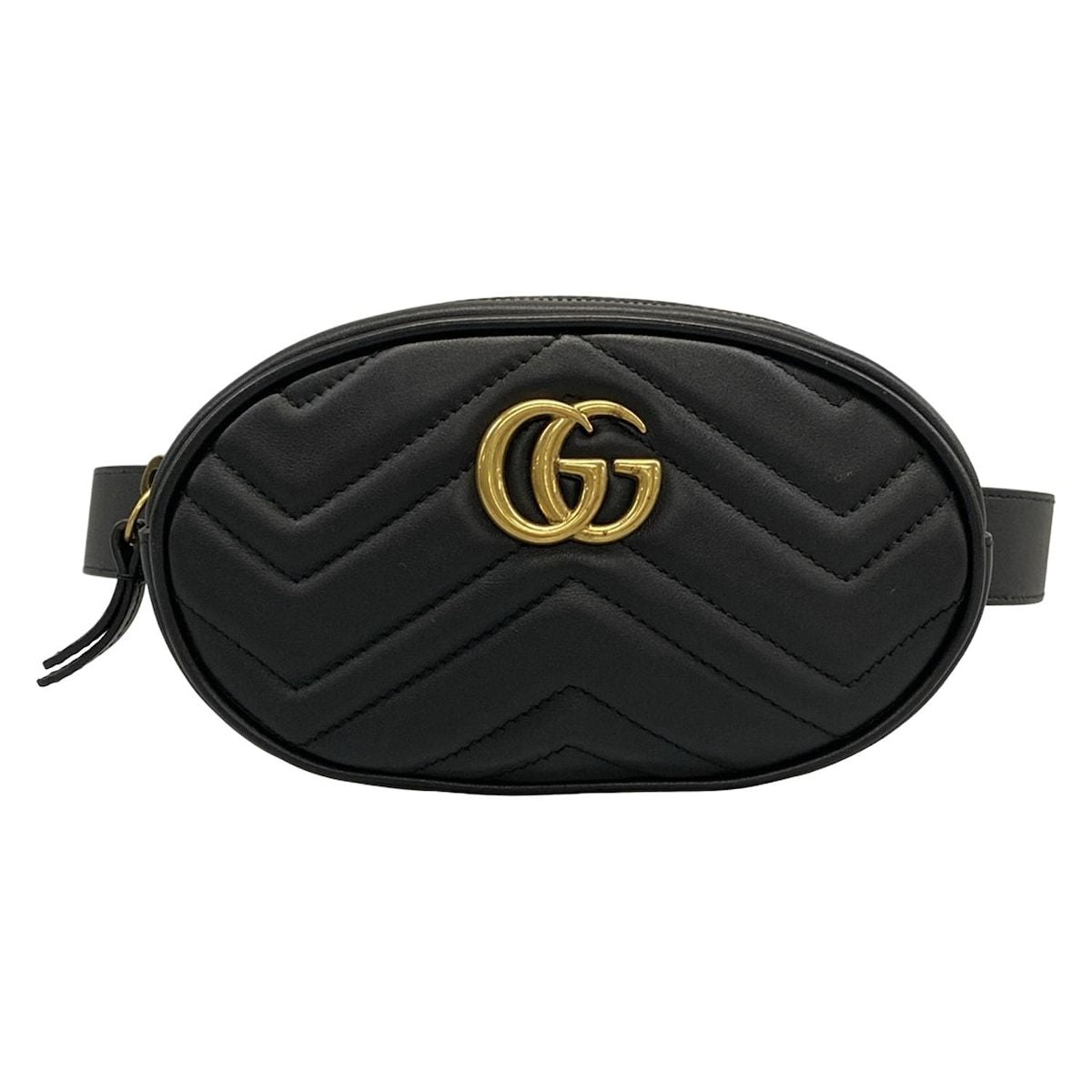 Gucci Waist Pouch GG Marmont Quilted Leather Belt Bag Black