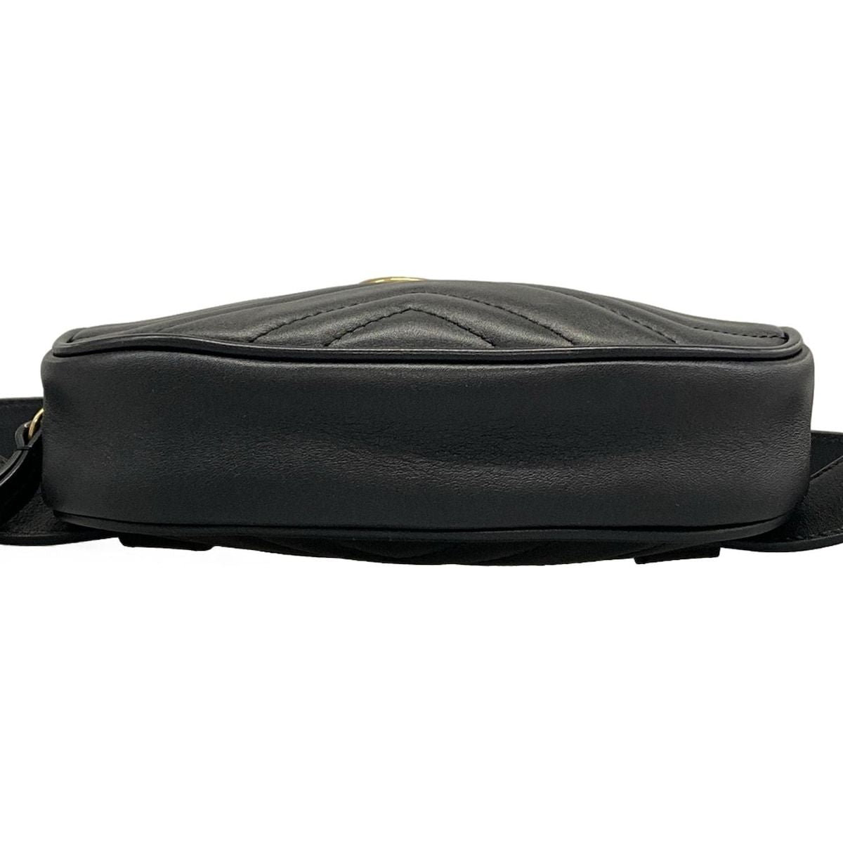 Gucci Waist Pouch GG Marmont Quilted Leather Belt Bag Black — view 5