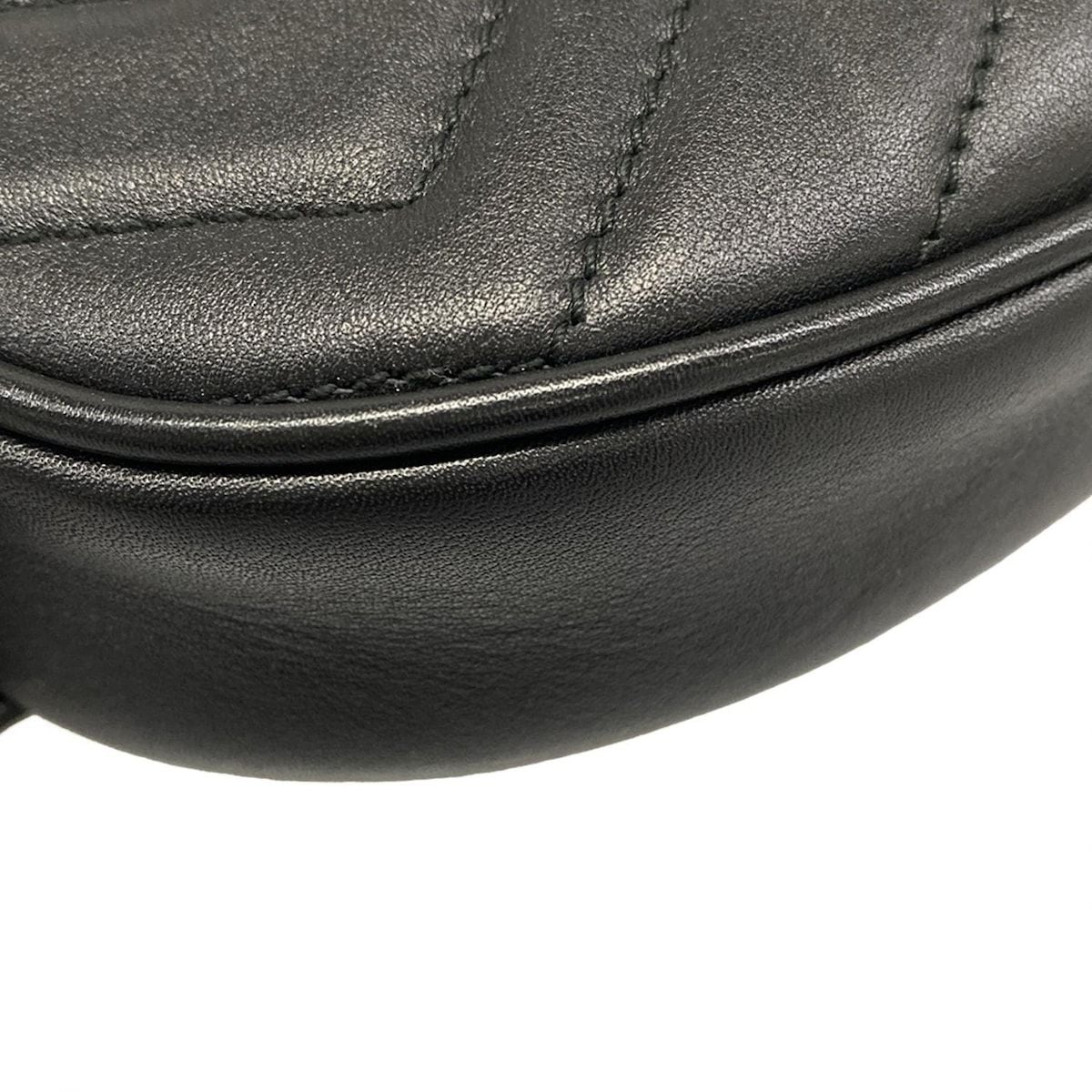 Gucci Waist Pouch GG Marmont Quilted Leather Belt Bag Black — view 6