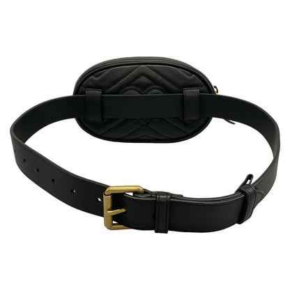 Gucci Waist Pouch GG Marmont Quilted Leather Belt Bag Black — view 3