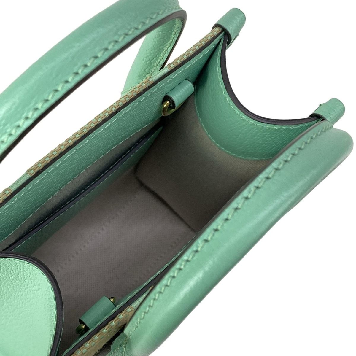 Gucci Tote Jumbo GG Beige Green Mini Bag Leather — view 7