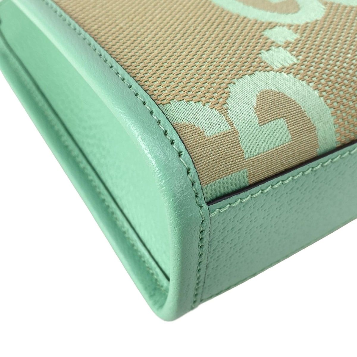 Gucci Tote Jumbo GG Beige Green Mini Bag Leather — view 6