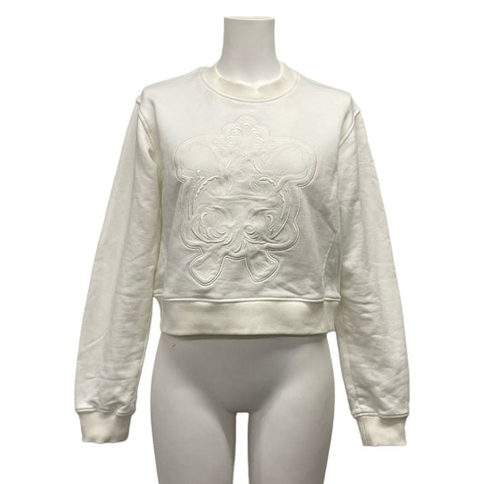 Hermes Sweatshirt 36 White Long Sleeve Embroidery Cotton