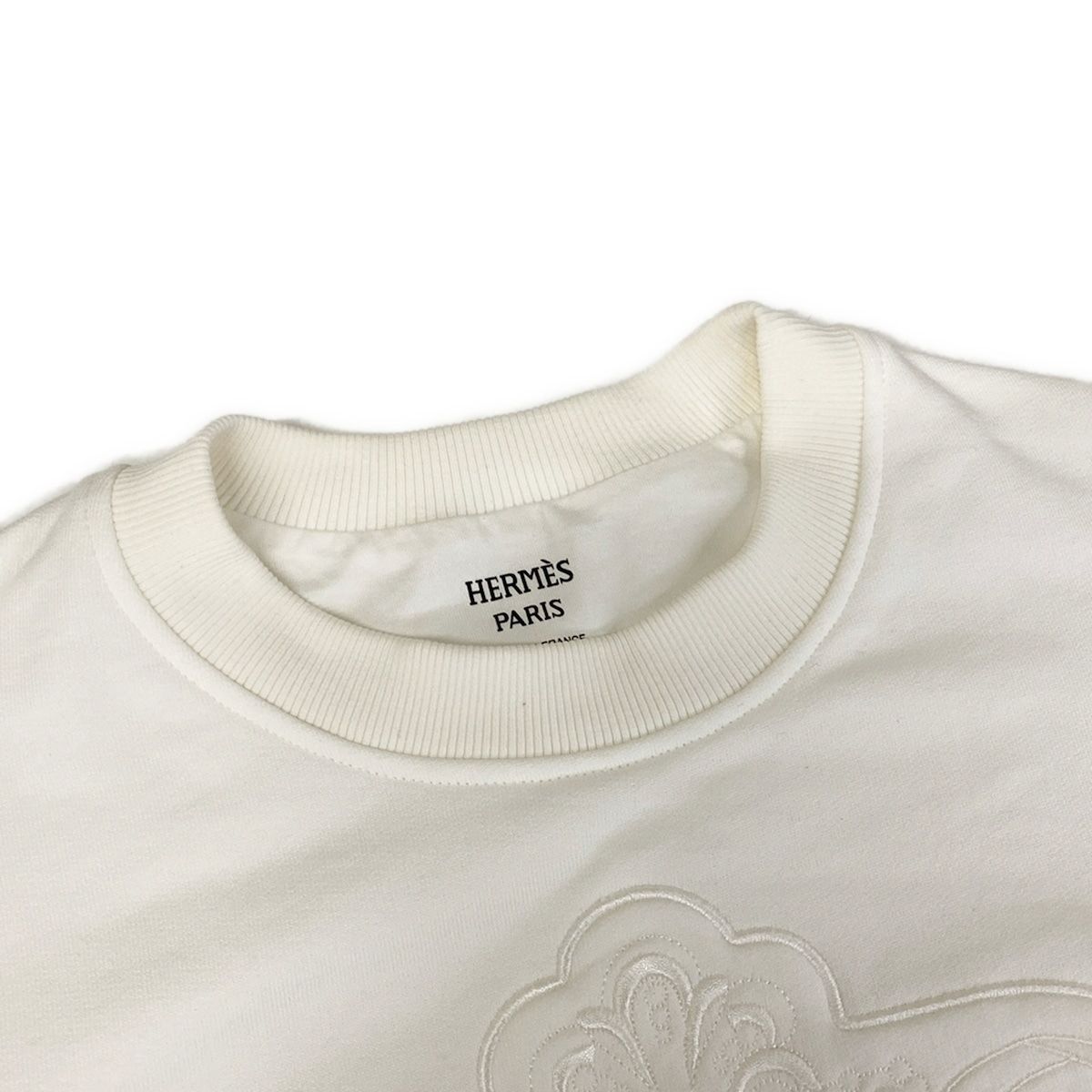Hermes Sweatshirt 36 White Long Sleeve Embroidery Cotton — view 8