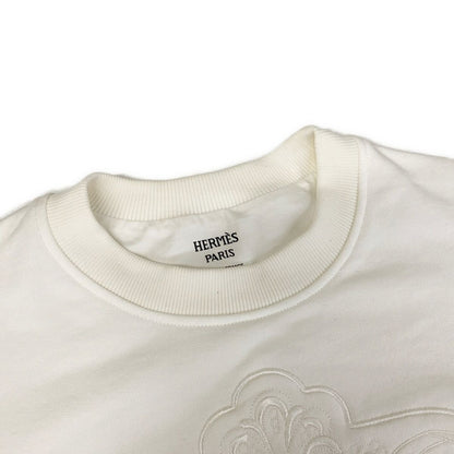 Hermes Sweatshirt 36 White Long Sleeve Embroidery Cotton — view 8