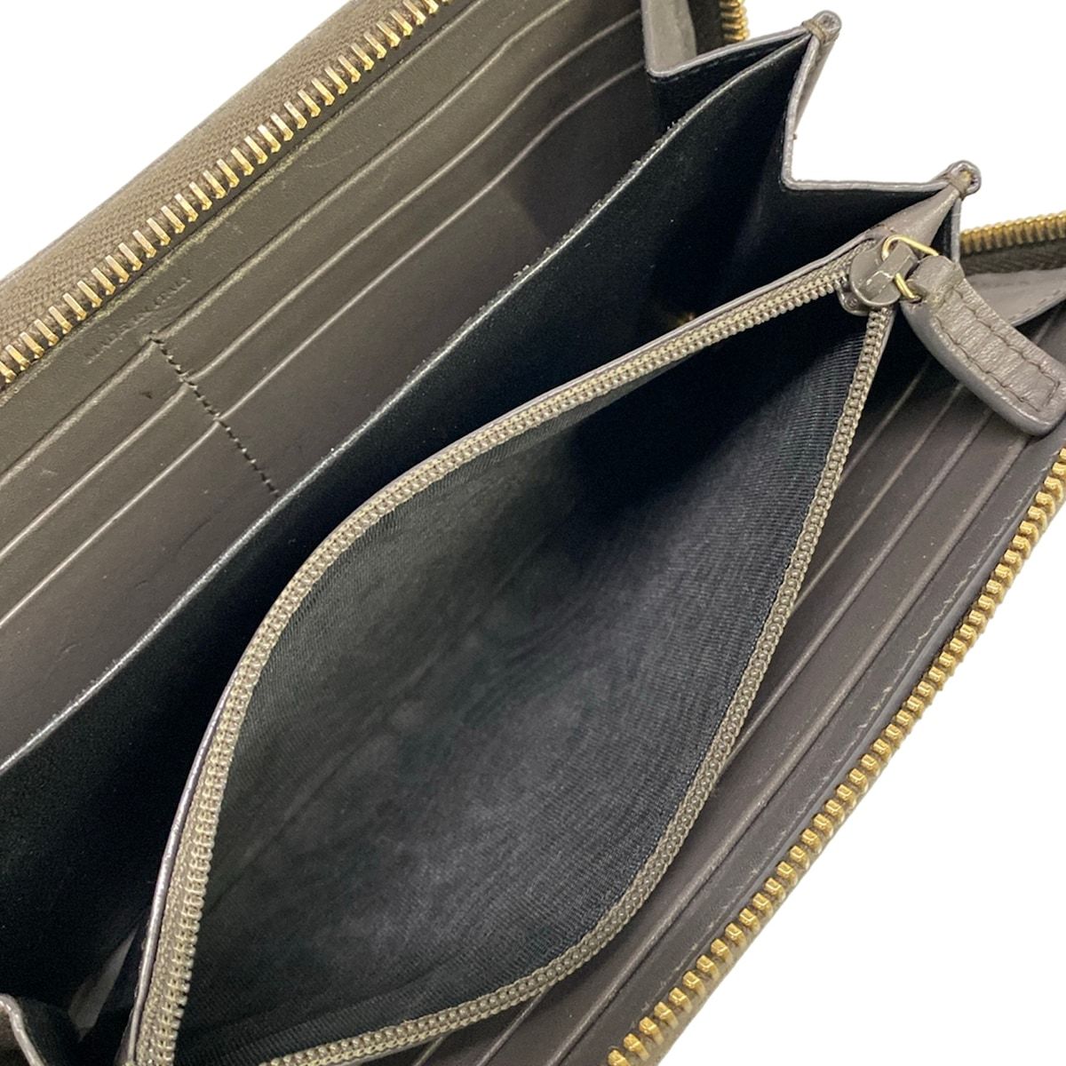 Saint Laurent Yves Rive Gauche Wallet Dark Gray Zip Around Leather — view 4