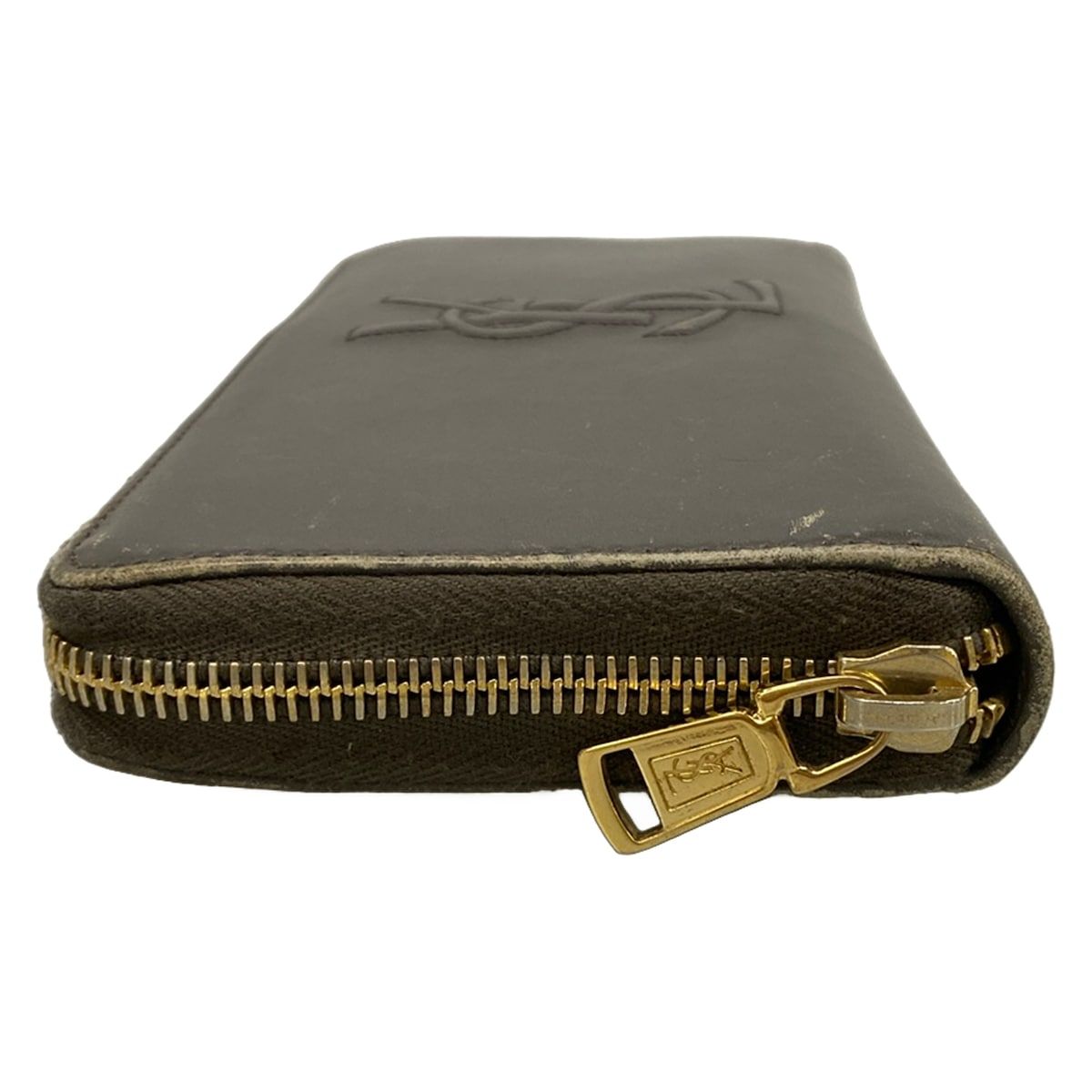Saint Laurent Yves Rive Gauche Wallet Dark Gray Zip Around Leather — view 9