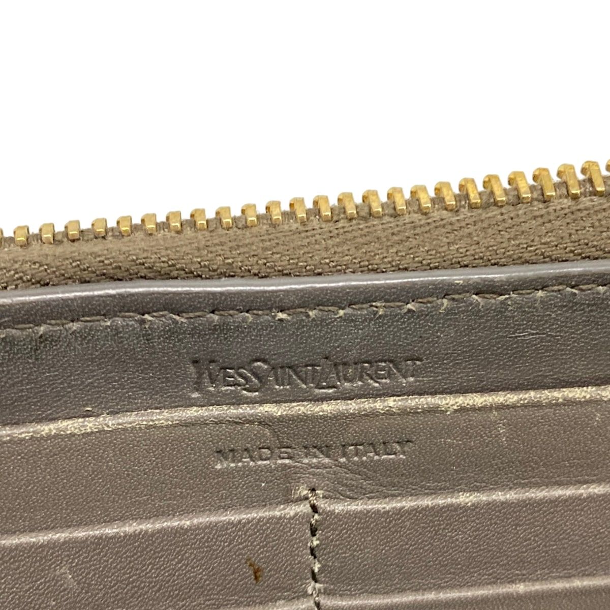 Saint Laurent Yves Rive Gauche Wallet Dark Gray Zip Around Leather — view 5