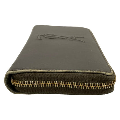 Saint Laurent Yves Rive Gauche Wallet Dark Gray Zip Around Leather — view 8