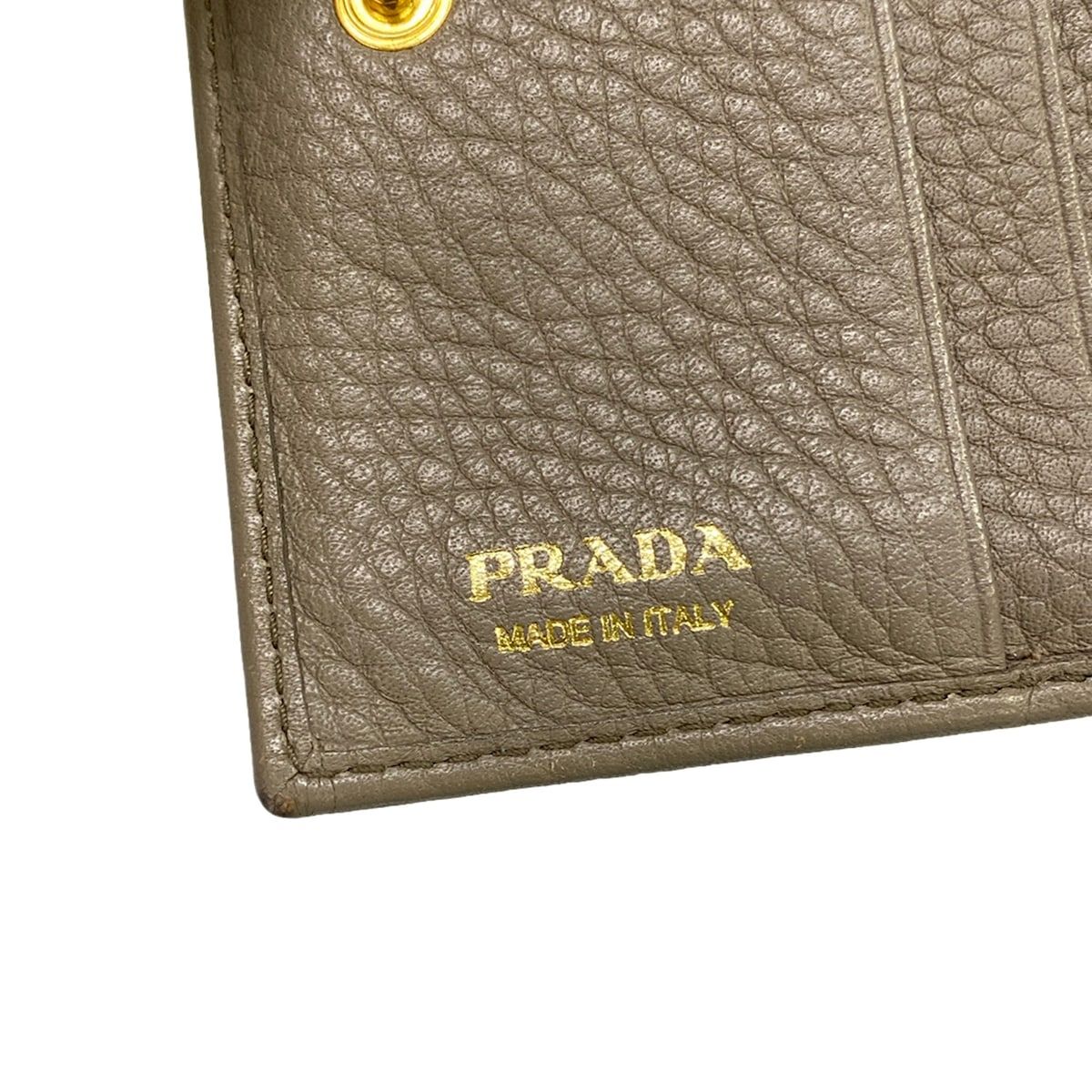 Prada Bifold Wallet Gray Beige Leather — view 5