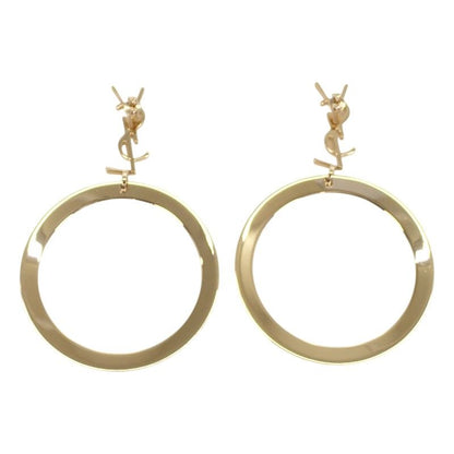 Saint Laurent Pendant Hoop Earrings Metal Gold Cassandra YSL — view 3