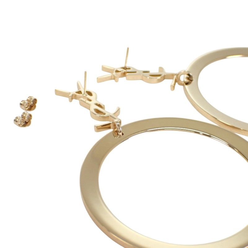Saint Laurent Pendant Hoop Earrings Metal Gold Cassandra YSL — view 5