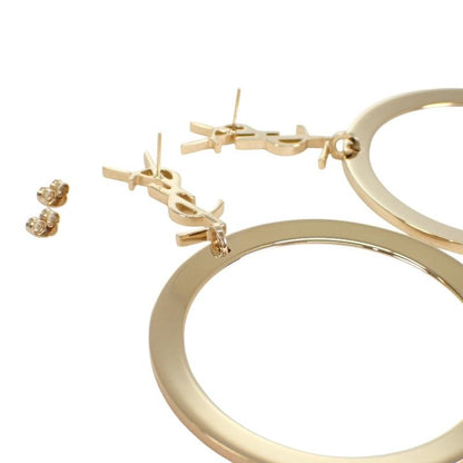 Saint Laurent Pendant Hoop Earrings Metal Gold Cassandra YSL — view 5