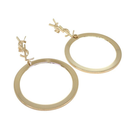 Saint Laurent Pendant Hoop Earrings Metal Gold Cassandra YSL — view 2