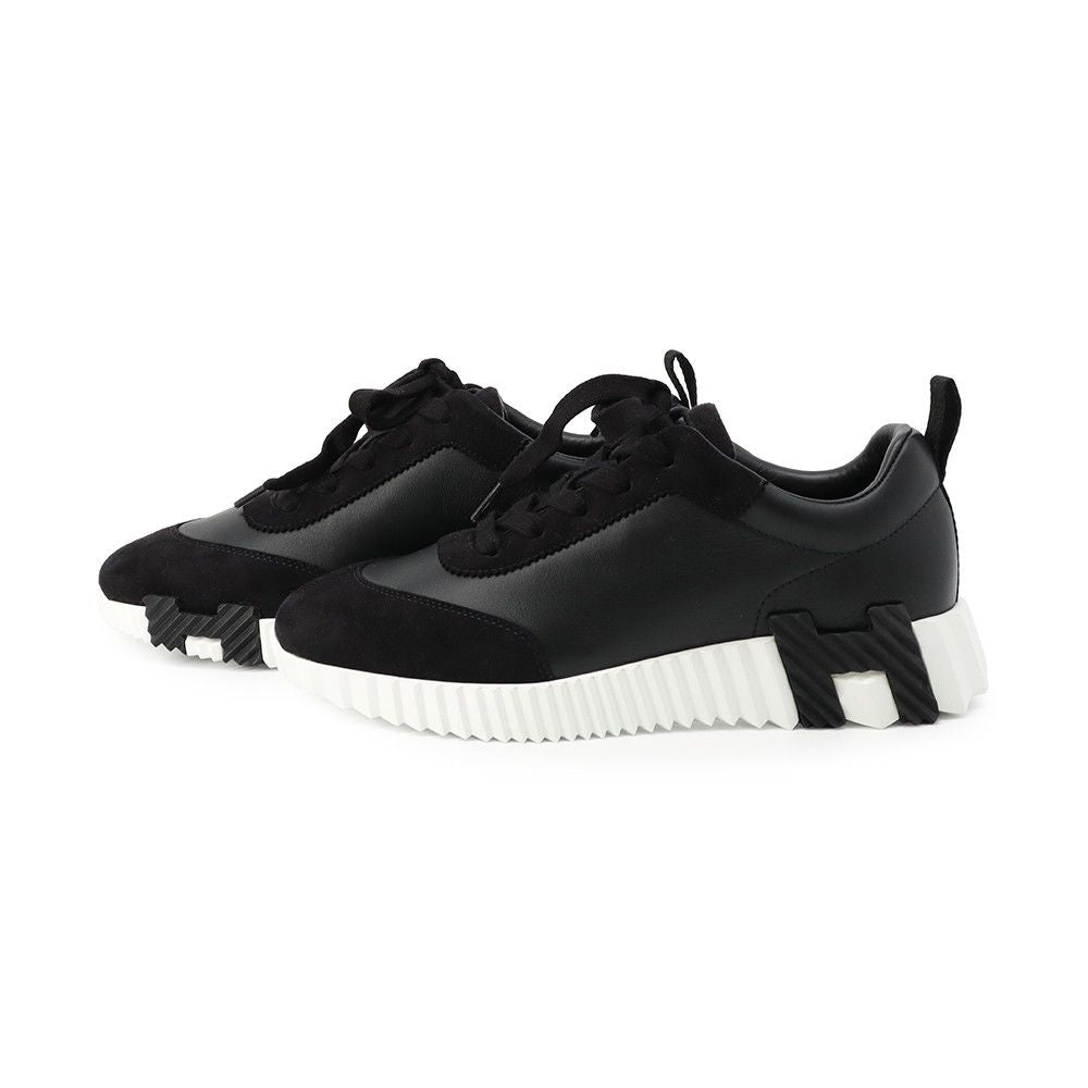 Hermes Sneakers Bouncing Leather Suede 37 Shoes Black White — view 2