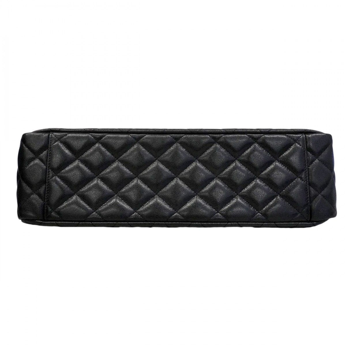 Chanel Shoulder Bag Big Quilted Caviar Leather Black Champagne Gold — view 3