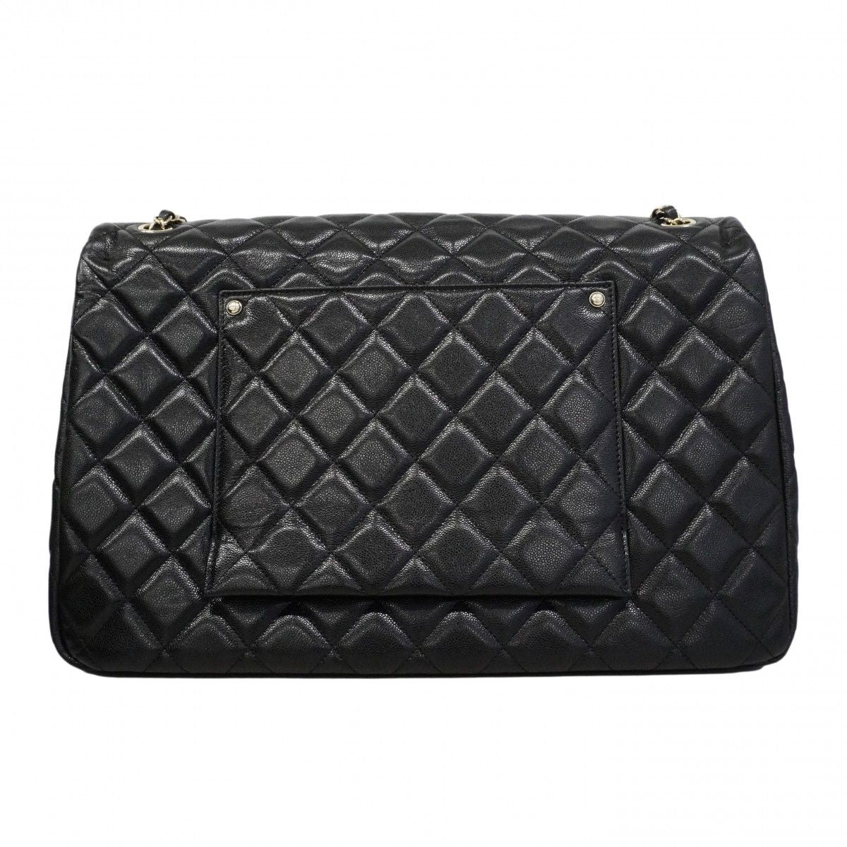 Chanel Shoulder Bag Big Quilted Caviar Leather Black Champagne Gold — view 7