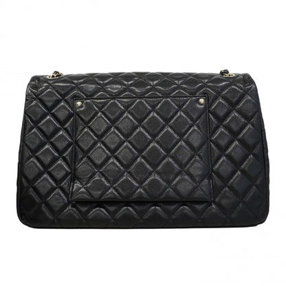 Chanel Shoulder Bag Big Quilted Caviar Leather Black Champagne Gold — view 7