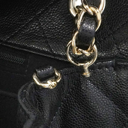 Chanel Shoulder Bag Big Quilted Caviar Leather Black Champagne Gold — view 6