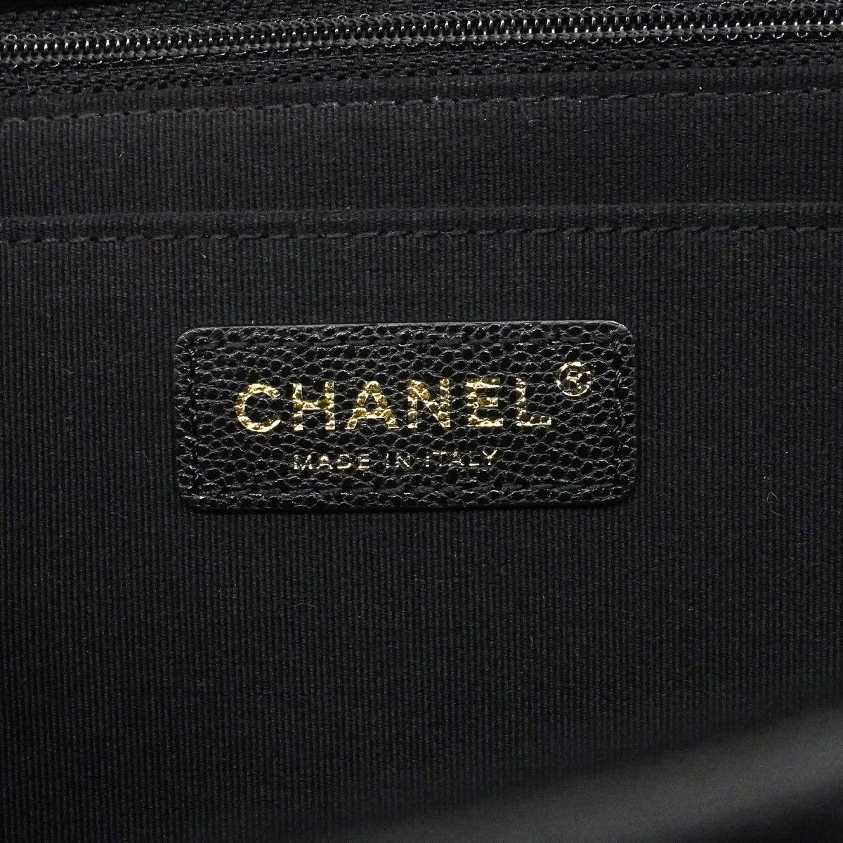 Chanel Shoulder Bag Big Quilted Caviar Leather Black Champagne Gold — view 5