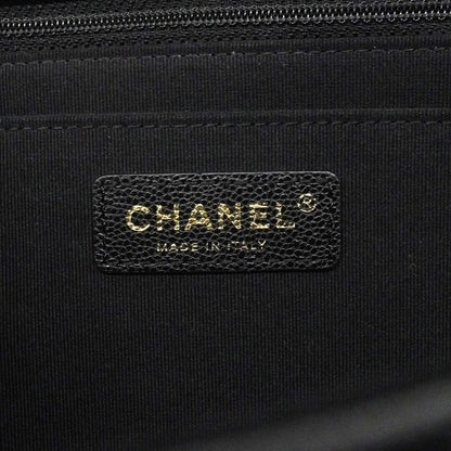 Chanel Shoulder Bag Big Quilted Caviar Leather Black Champagne Gold — view 5