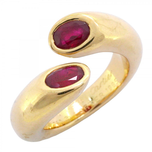 Cartier Ring Ellipse Tet 18k Yellow Gold Ruby Red