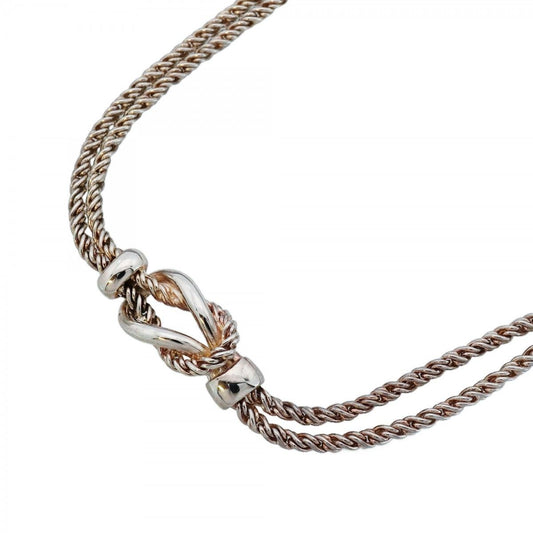 Tiffany & Co Necklace Center Knot Double Rope 925 Sterling Silver
