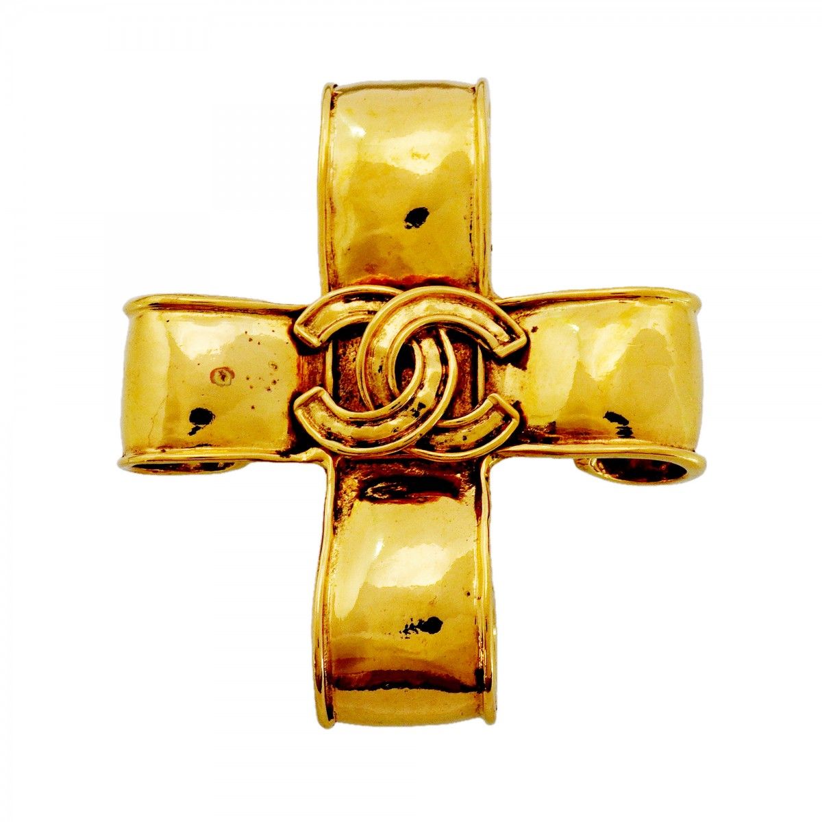 Chanel Brooch Vintage CC Logo Gold Plated