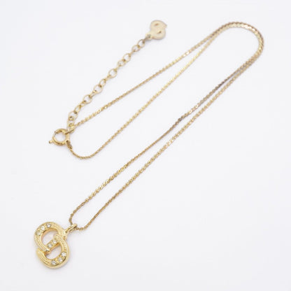 Dior Necklace CD Logo Gold Plated Rhinestone — view 3