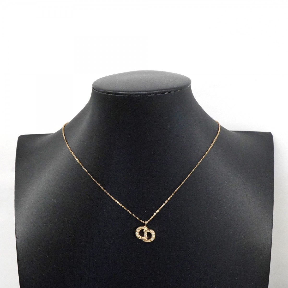 Dior Necklace CD Logo Gold Plated Rhinestone — view 6