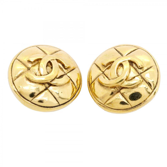 Chanel Earrings Vintage CC Logo Quilted Round