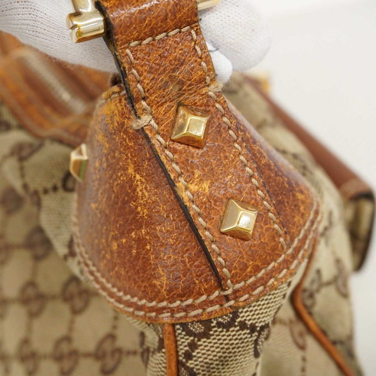 Gucci Handbag GG Canvas Bamboo Brown Gold — view 7