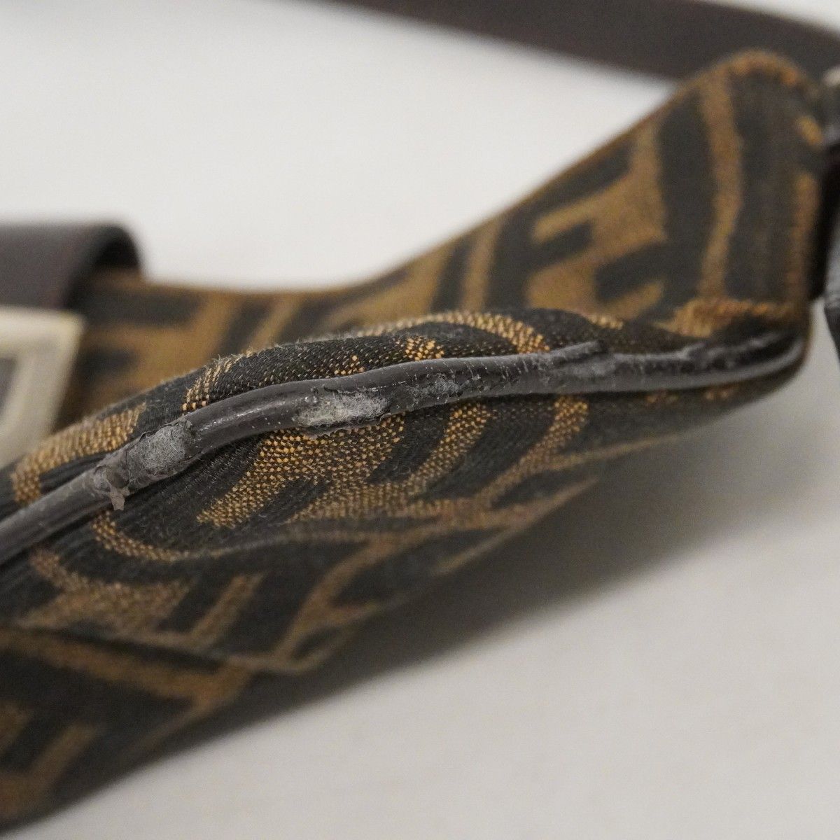 Fendi Shoulder Bag Zucca Nylon Canvas Brown Silver — view 6
