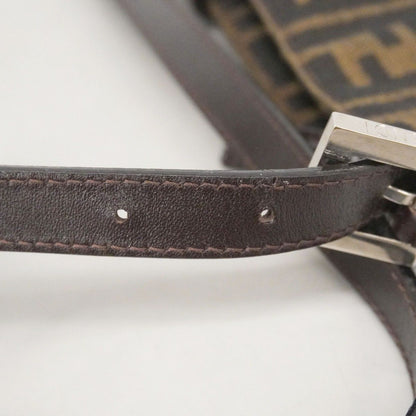 Fendi Shoulder Bag Zucca Nylon Canvas Brown Silver — view 7