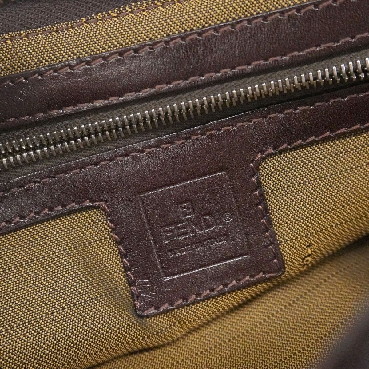 Fendi Shoulder Bag Zucca Nylon Canvas Brown Silver — view 5