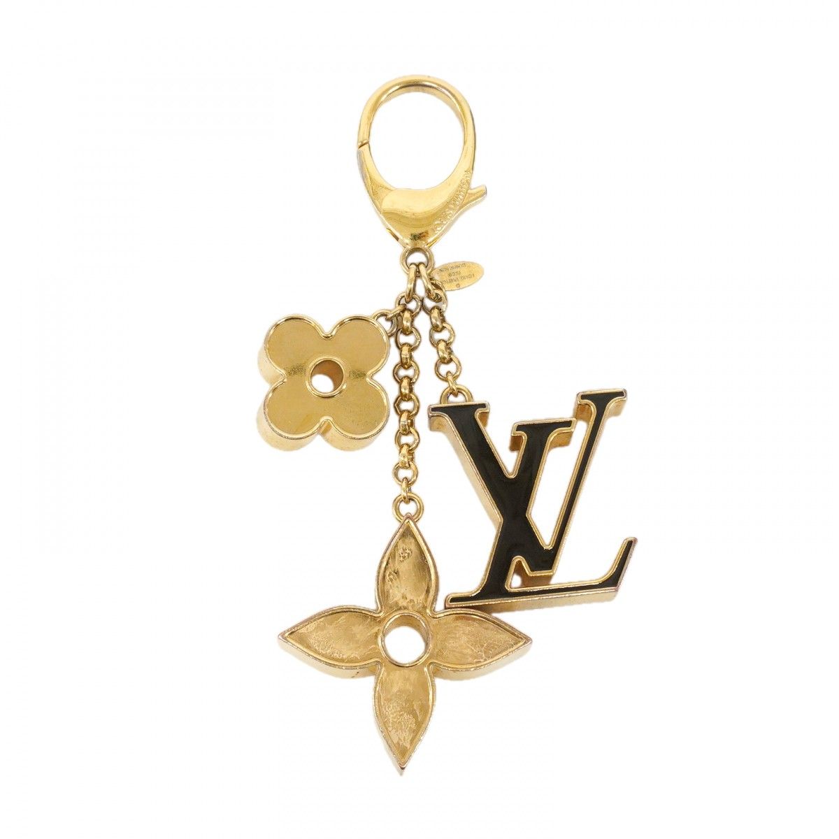 Louis Vuitton Key Holder Charm Fleur Monogram Gold Black Cles