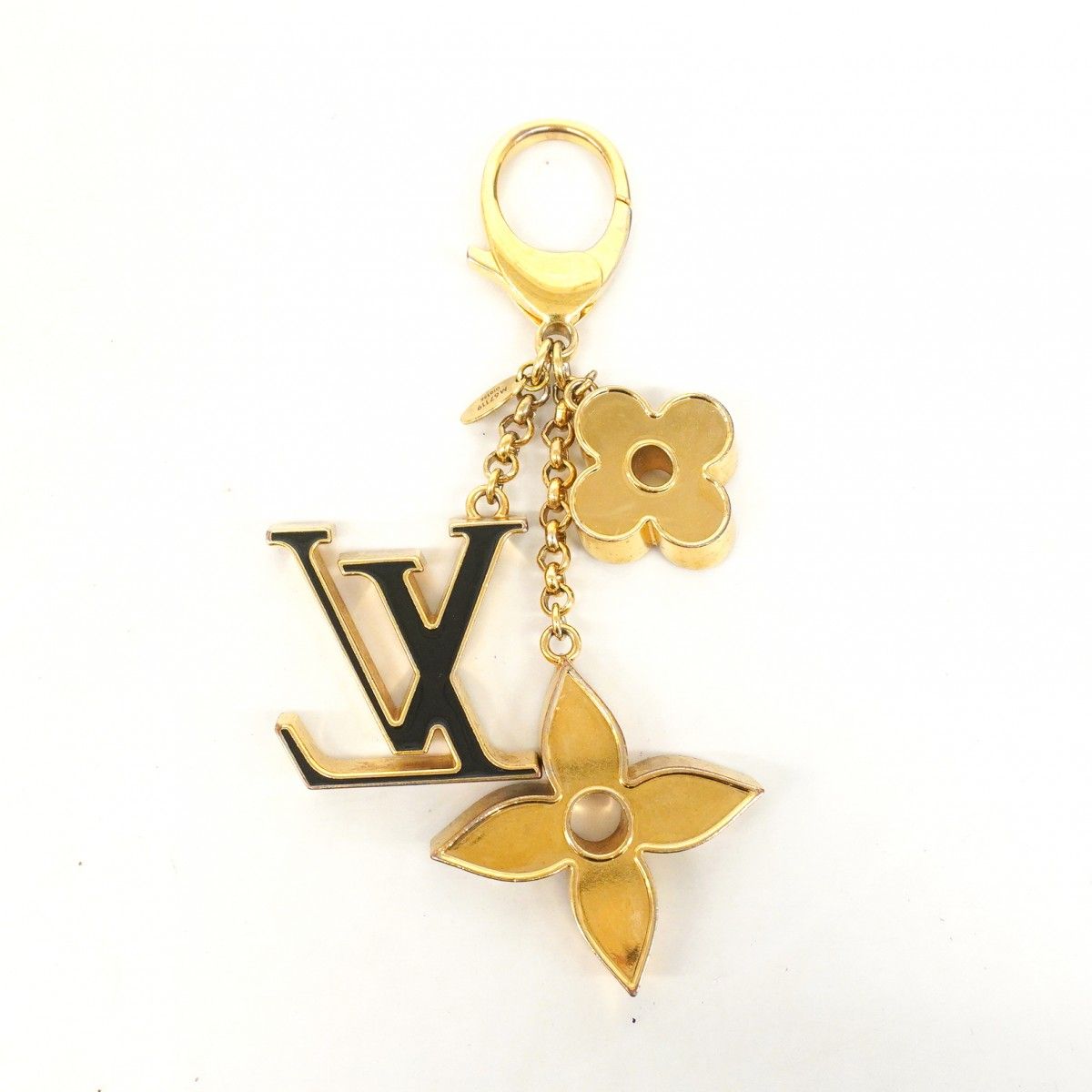 Louis Vuitton Key Holder Charm Fleur Monogram Gold Black Cles — view 9