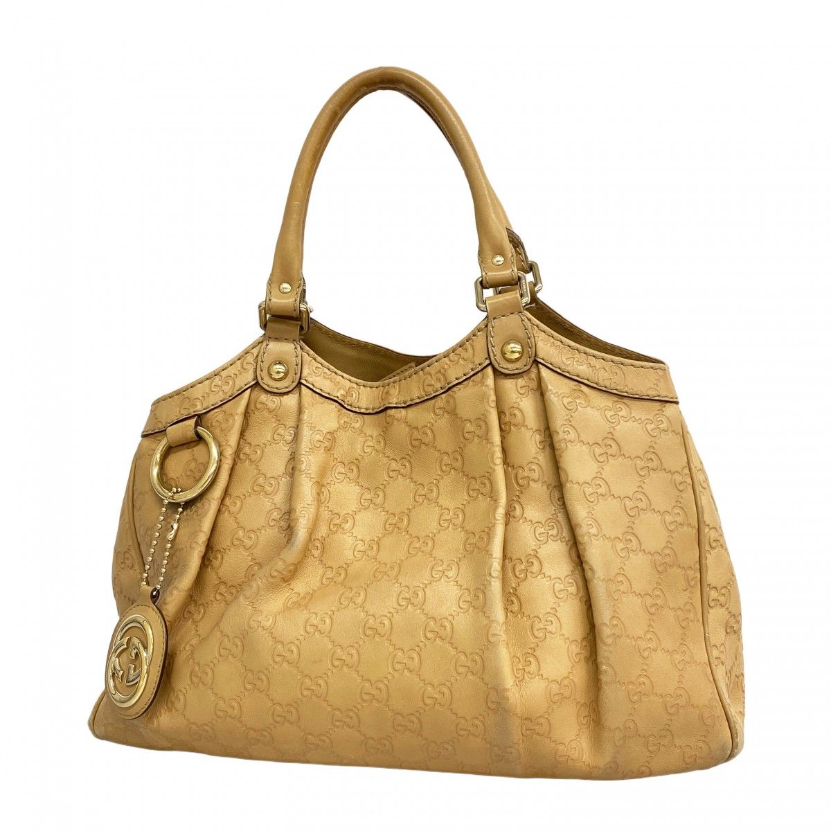 Gucci Tote Guccissima Leather Beige Chien Pants Gold