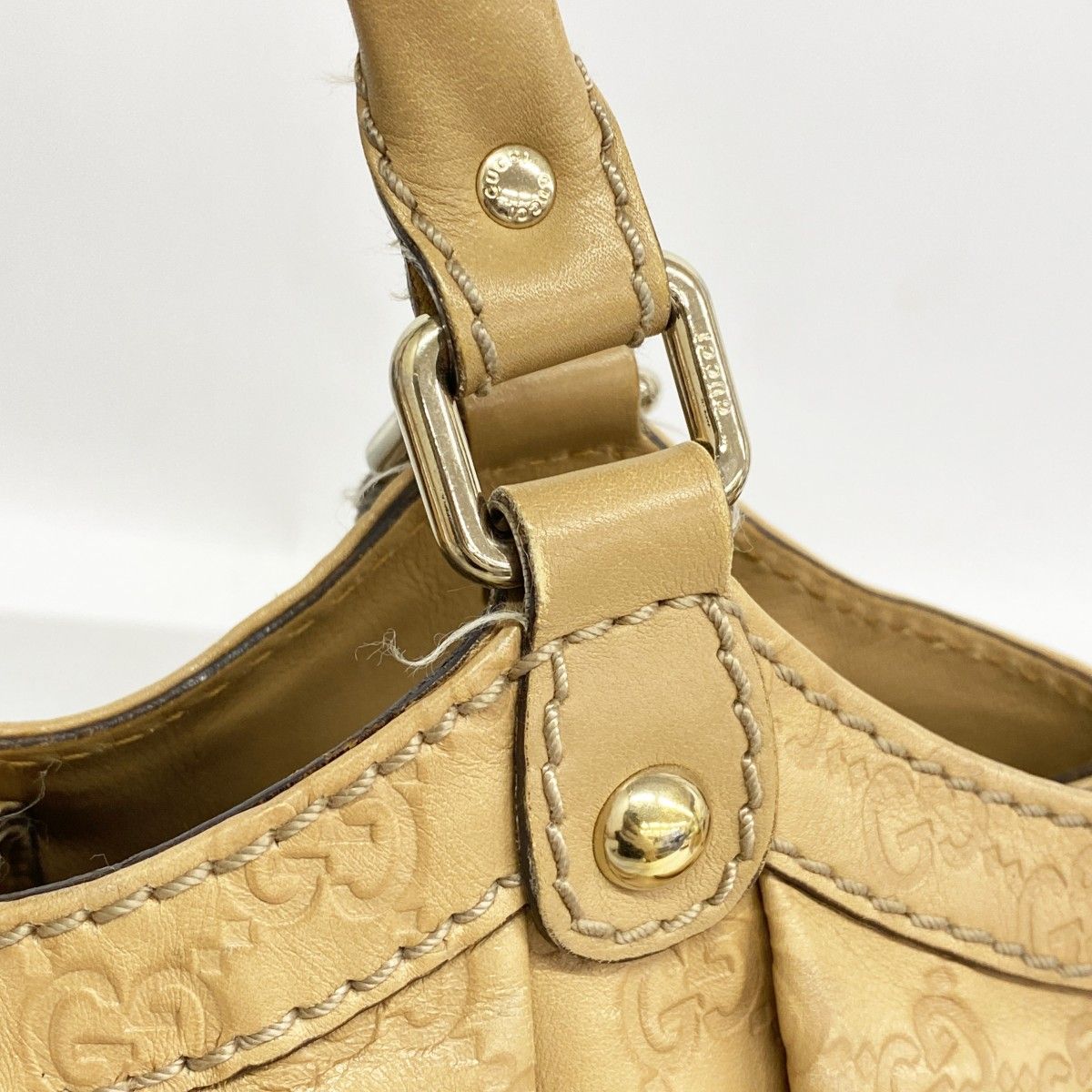Gucci Tote Guccissima Leather Beige Chien Pants Gold — view 9