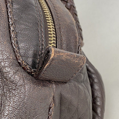 Fendi Handbag Zucca Nylon Canvas Dark Brown Champagne Gold — view 8